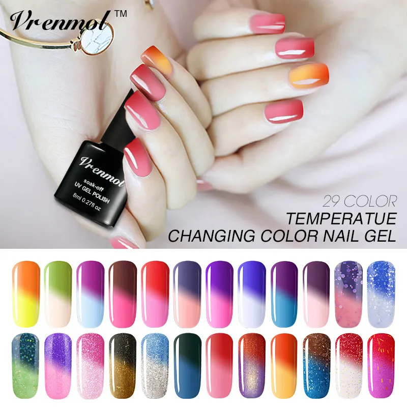 Vrenmol 1pcs Temperature Nail Gel Polish Chameleon Thermo Fingernails Varnish Semi Permanent Color Changing UV Manicure Lacquer
Vrenmol 1pcs Temperature Nail Gel Polish Chameleon Thermo Fingernails Varnish Semi Permanent Color Changing UV Manicure Lacquer