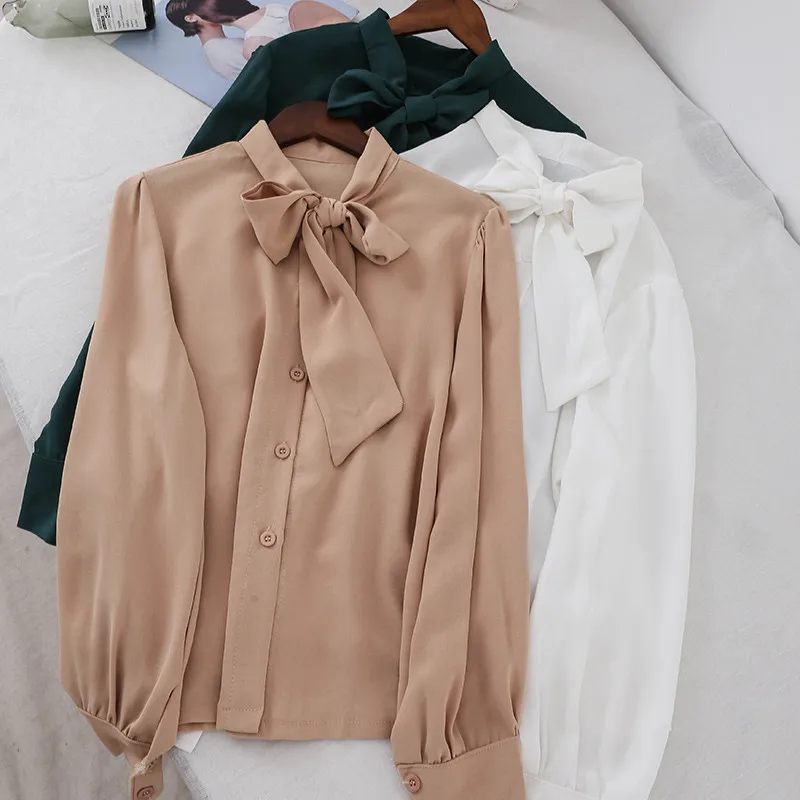 Spring Autumn Women White Shirt Tops Solid Tie Bow Chiffon Blouse Female Long Sleeve Shirts All Match Casual Office Blusa AB1234
Spring Autumn Women White Shirt Tops Solid Tie Bow Chiffon Blouse Female Long Sleeve Shirts All Match Casual Office Blusa AB1234