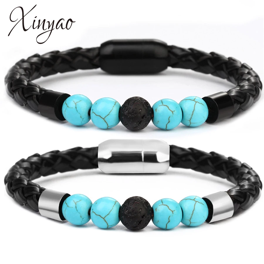XINYAO Blue Natural Stone Beads Charm Bracelets For Women Handmade Leather Braided Bracelet Bangles Stainless Steel Pulseras
XINYAO Blue Natural Stone Beads Charm Bracelets For Women Handmade Leather Braided Bracelet Bangles Stainless Steel Pulseras