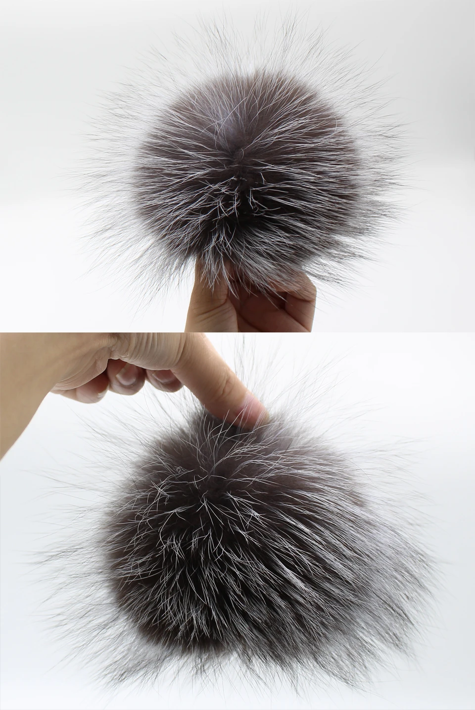 Luxurious 100% Real Silver Fox Fur Pompoms For Winter Hat 15cm Genuine Fur Pom For Bag Hats Cap Scarf Gloves (2)