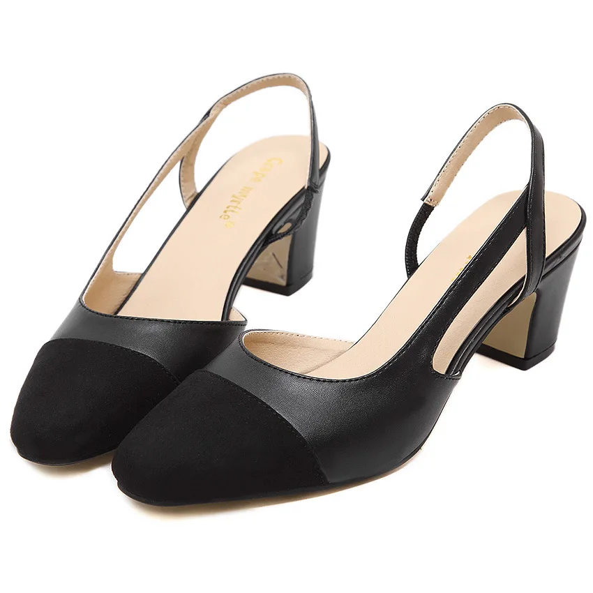 Sexy mid-heeled sandals female thick with 2018 spring and summer high-heeled professional women's shoes color matching single sh
Sexy mid-heeled sandals female thick with 2018 spring and summer high-heeled professional women's shoes color matching single sh