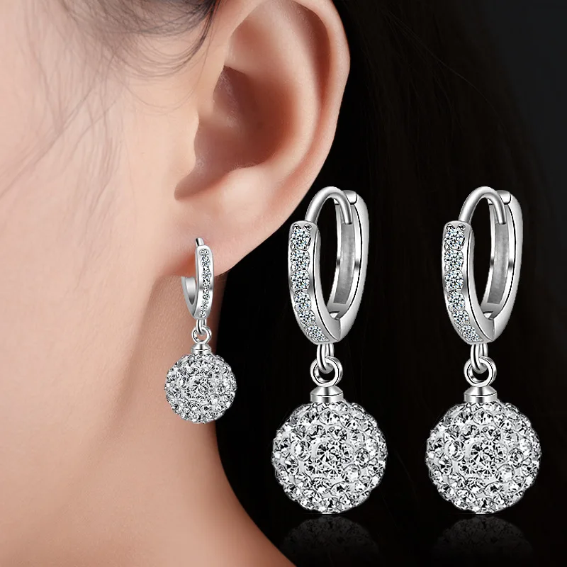 KOFSAC Fashion Shiny Zircon Earrings For Women 10mm Ball Luxury Crystal Earrings 925 Silver Jewelry Party Jewelry Bijoux Femame
KOFSAC Fashion Shiny Zircon Earrings For Women 10mm Ball Luxury Crystal Earrings 925 Silver Jewelry Party Jewelry Bijoux Femame