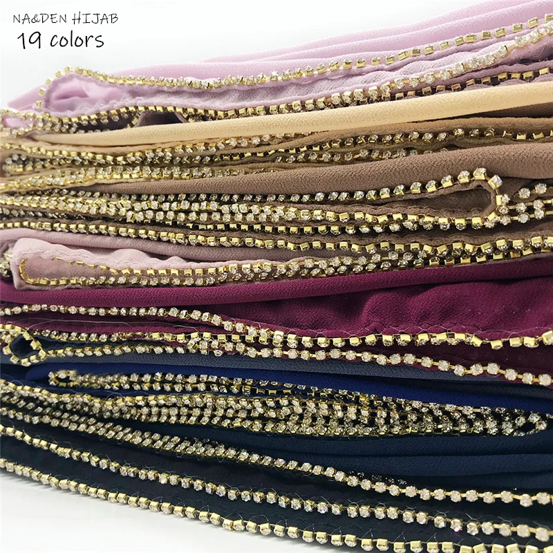 Luxury Crystal chain Chiffon hijab scarf fancy style fashion plain shawl wraps echarpe muslim foulard headscarf popular muffler
Luxury Crystal chain Chiffon hijab scarf fancy style fashion plain shawl wraps echarpe muslim foulard headscarf popular muffler