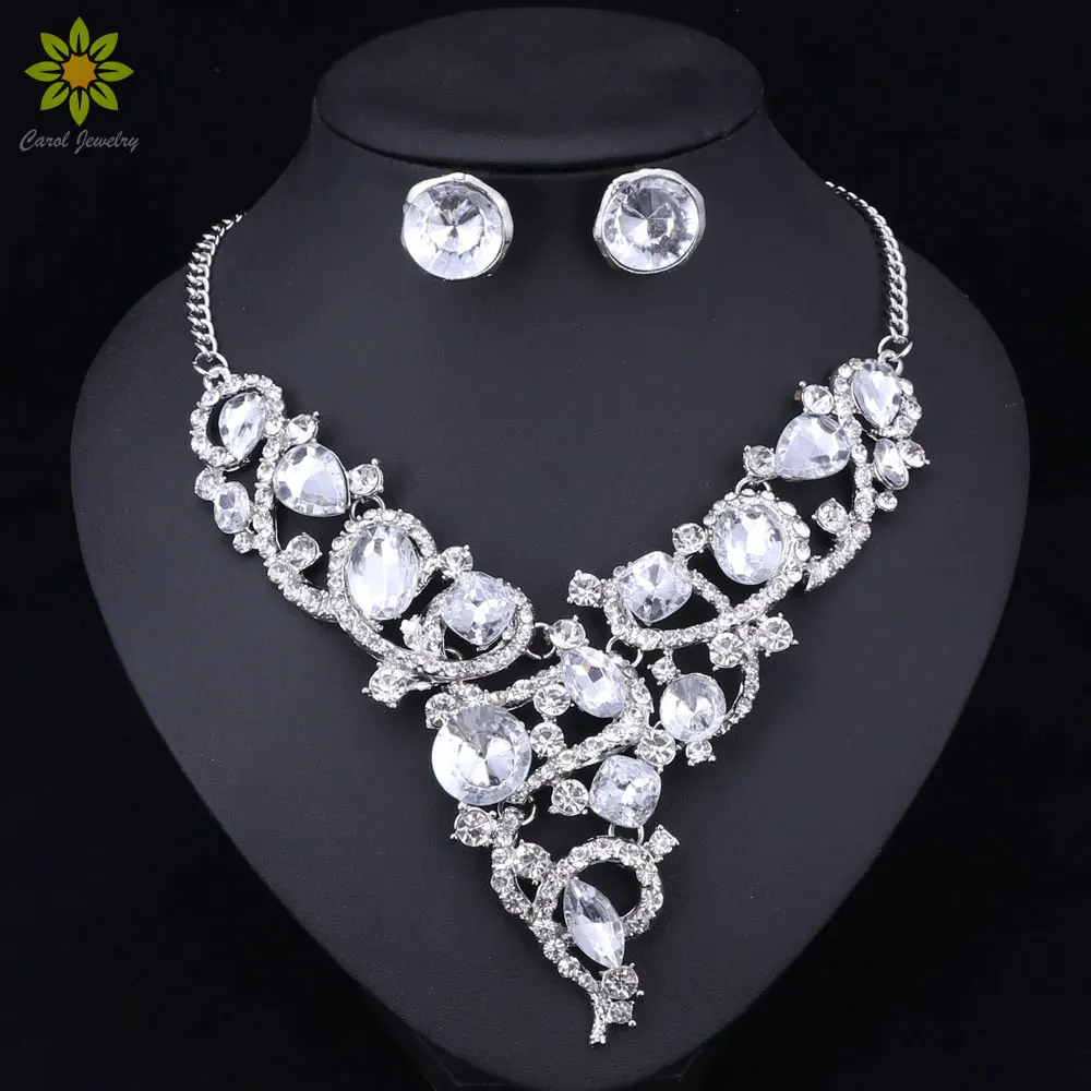 Fashion Clear Rhinestone Crystal Necklace Earrings Set Wedding Bridal Bridesmaid Choker Jewelry Sets For Women
Fashion Clear Rhinestone Crystal Necklace Earrings Set Wedding Bridal Bridesmaid Choker Jewelry Sets For Women
