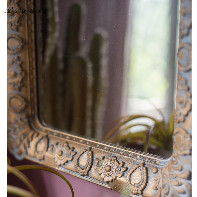 handcrafted classic antique french gold rectangle mdf wall mirror (2)