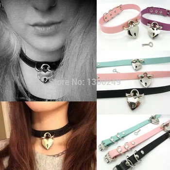 New Hot punk leather Choker Necklace belt Sweet heart LOCK Rivet Punck Choker Harajuku Collar handmade 5 pieces lot torque
New Hot punk leather Choker Necklace belt Sweet heart LOCK Rivet Punck Choker Harajuku Collar handmade 5 pieces lot torque