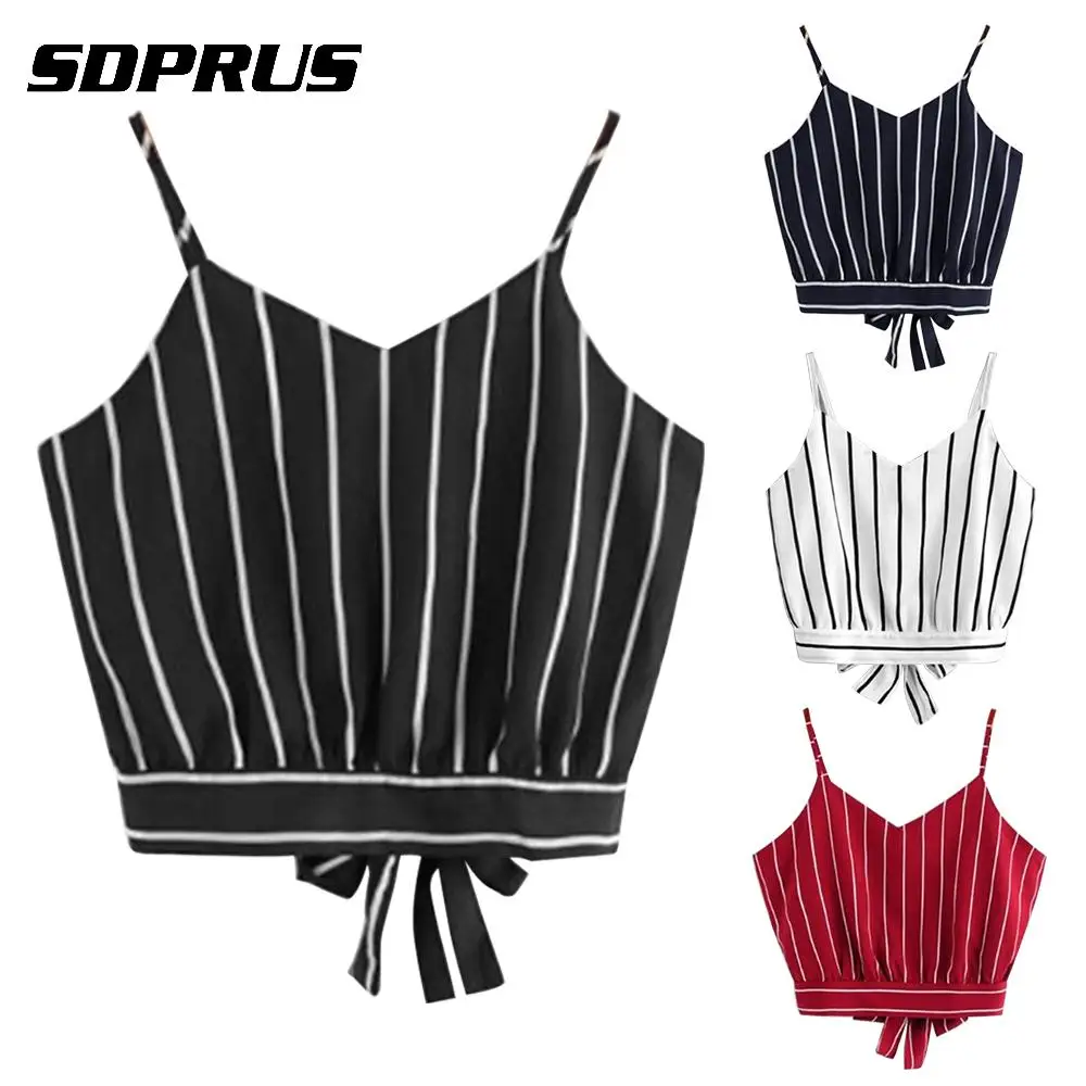 Short Top Double V Neck Stripe Camisole Vest Summer Casual loose Tie Sleeveless Shirt Tank Shirt Sexy Knot Back Camisole Women
Short Top Double V Neck Stripe Camisole Vest Summer Casual loose Tie Sleeveless Shirt Tank Shirt Sexy Knot Back Camisole Women