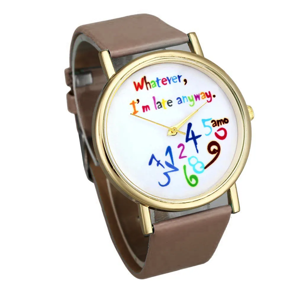 Women Fashion Leather Watch Wathever I am Late Anyway Letter Watches Good quality Relogio Feminino Ladies' Gifts Hot Sale #E
Women Fashion Leather Watch Wathever I am Late Anyway Letter Watches Good quality Relogio Feminino Ladies' Gifts Hot Sale #E