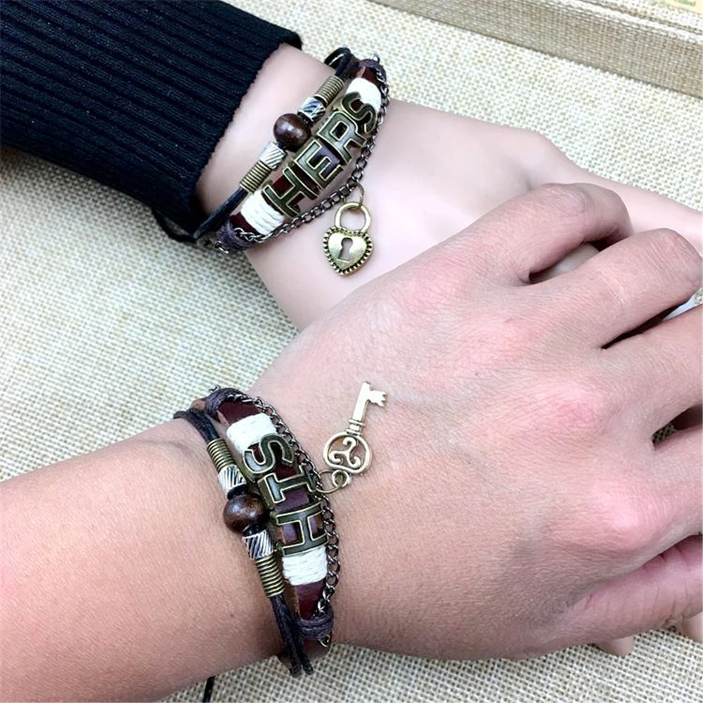 BRT0079 New 2 pcs His & Hers Lovers Key Real Leather Braclet Bangles Lock and Key Couples Leather Bracelet Friendship Hot Man Wo
BRT0079 New 2 pcs His & Hers Lovers Key Real Leather Braclet Bangles Lock and Key Couples Leather Bracelet Friendship Hot Man Wo