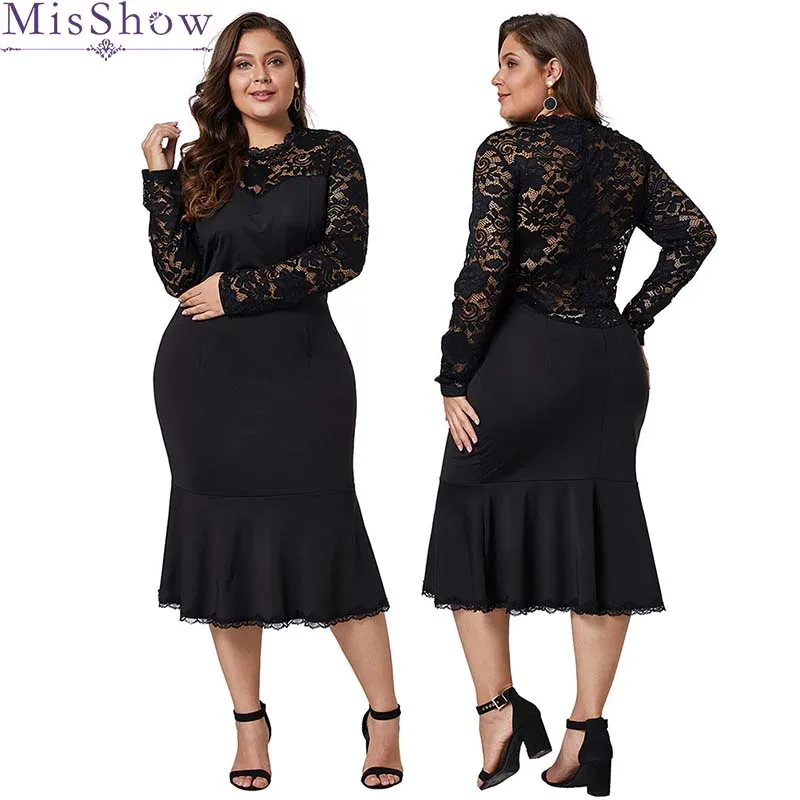 Black Mermaid Evening Dress 2019 Plus Size Sexy Illusion Back Mother of the Bride Dress Long Sleeve Tea Length Formal Dress
Black Mermaid Evening Dress 2019 Plus Size Sexy Illusion Back Mother of the Bride Dress Long Sleeve Tea Length Formal Dress