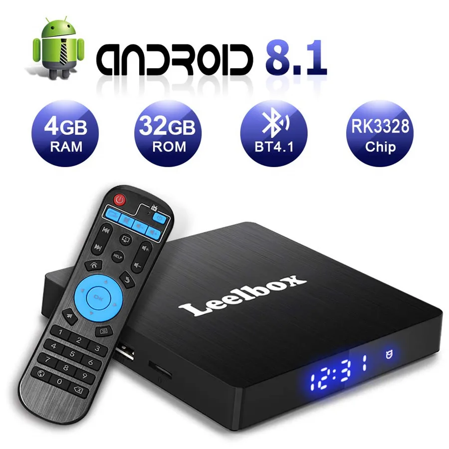 Смарт ТВ коробка Android 8 1 4 Гб оперативной памяти 32 встроенной Q4 S Box с двумя камерами