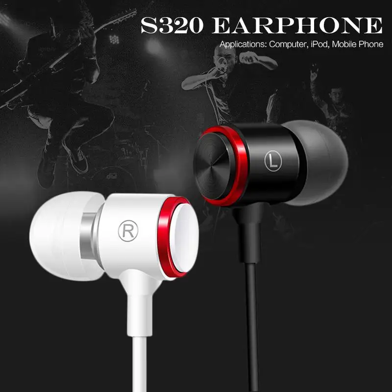 

2018 S320 Super Bass stereo In-Ear Line Control Metal Earphone with MIC Suitable for Jazz Music HIFI Earphone Sport headset J10