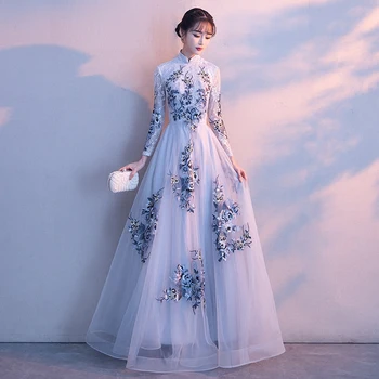 Chinese Style Bridesmaid Wedding Dress Elegant Women Embroidery Floral Qipao Vintage Floor Length Cheongsam Evening Gowns
Chinese Style Bridesmaid Wedding Dress Elegant Women Embroidery Floral Qipao Vintage Floor Length Cheongsam Evening Gowns
