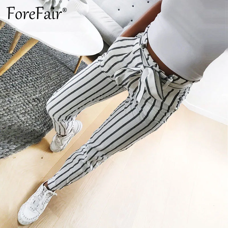 Forefair Casual Striped Carrot Pants Self Belted Bow Women Trousers 2018 White Clothing High Waist Pencil Pants
Forefair Casual Striped Carrot Pants Self Belted Bow Women Trousers 2018 White Clothing High Waist Pencil Pants