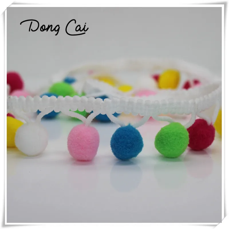 Christmas colorful Pom Ribbon Tassel Pompoms Trim Ball Fringe DIY Apparel Cord Lace Sewing Accessories 5 yards/ lot |