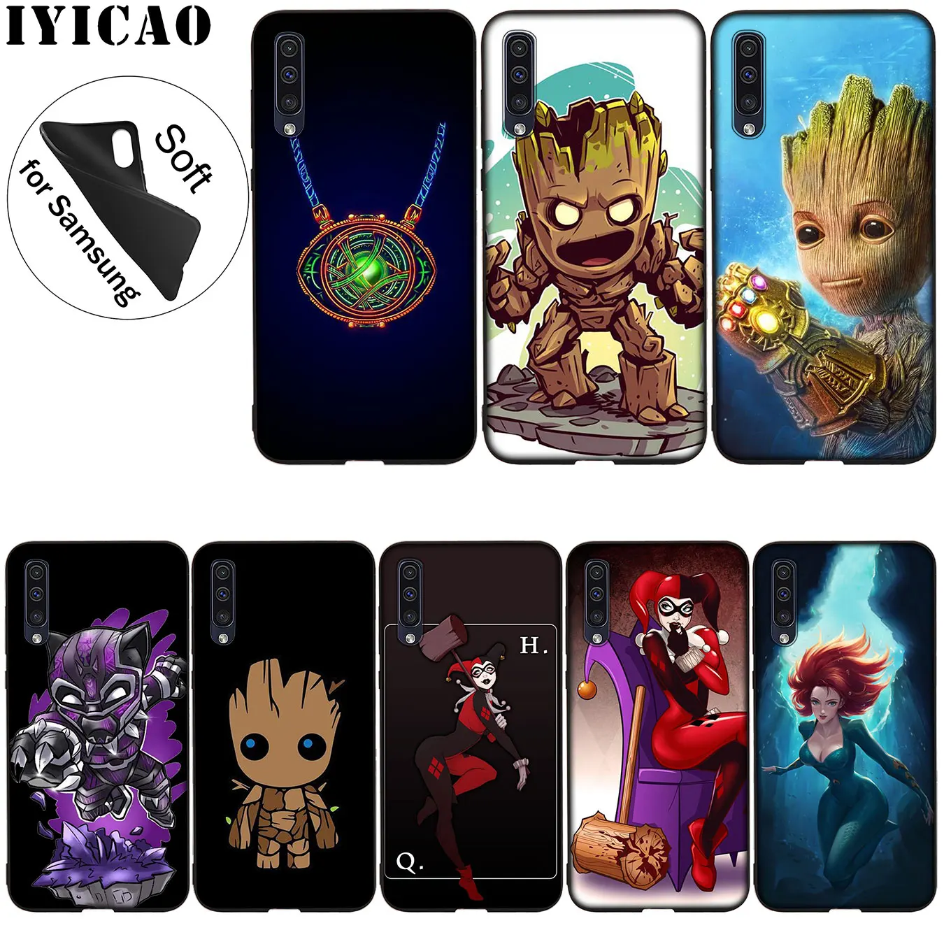 

IYICAO Anime MARVEL The Avengers Soft Silicone Case for Samsung Galaxy A70 A50 A40 A30 A10 M10 M20 M30 Black Cover