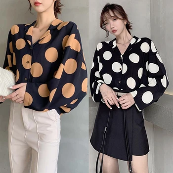 Girl Vintage Chiffon Big Dot Polka Loose Shirts V Collar Bottoming Blouse Casual Long Sleeve Blouses
Girl Vintage Chiffon Big Dot Polka Loose Shirts V Collar Bottoming Blouse Casual Long Sleeve Blouses