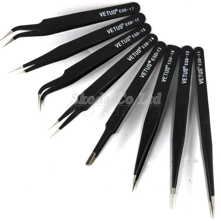8pcs/lot vetus esd tweezers ANTI-STATIC TWEEZERS MAINTENANCE TOOLS SET stainless tweezers for cellphone repair
8pcs/lot vetus esd tweezers ANTI-STATIC TWEEZERS MAINTENANCE TOOLS SET stainless tweezers for cellphone repair