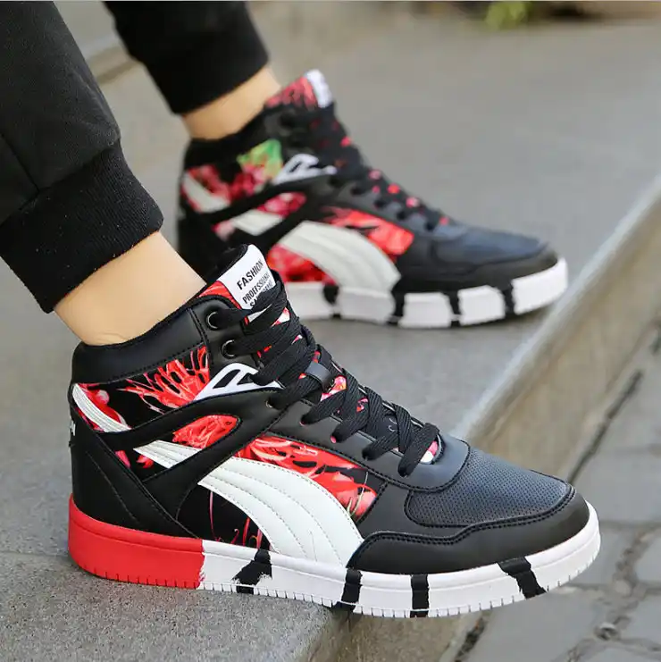 ladies black leather high tops