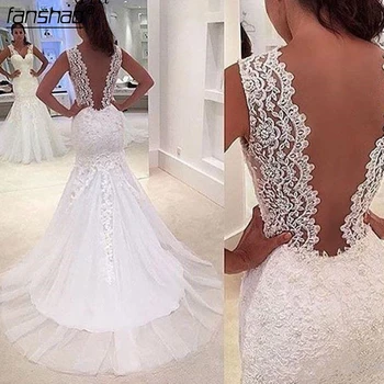 Lace mermaid wedding dresses v neck wedding gown Vestido de novias 2019 Sexy Backless Bridal gown robe de mariee customize
Lace mermaid wedding dresses v neck wedding gown Vestido de novias 2019 Sexy Backless Bridal gown robe de mariee customize