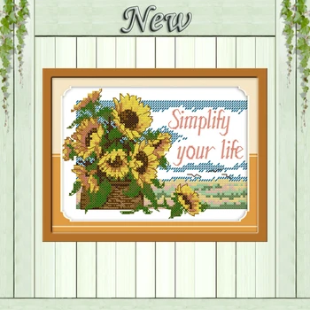

Sunflower scenery home decor painting counted print on canvas DMC 11CT 14CT Chinese Cross Stitch kits embroidery needlework Sets