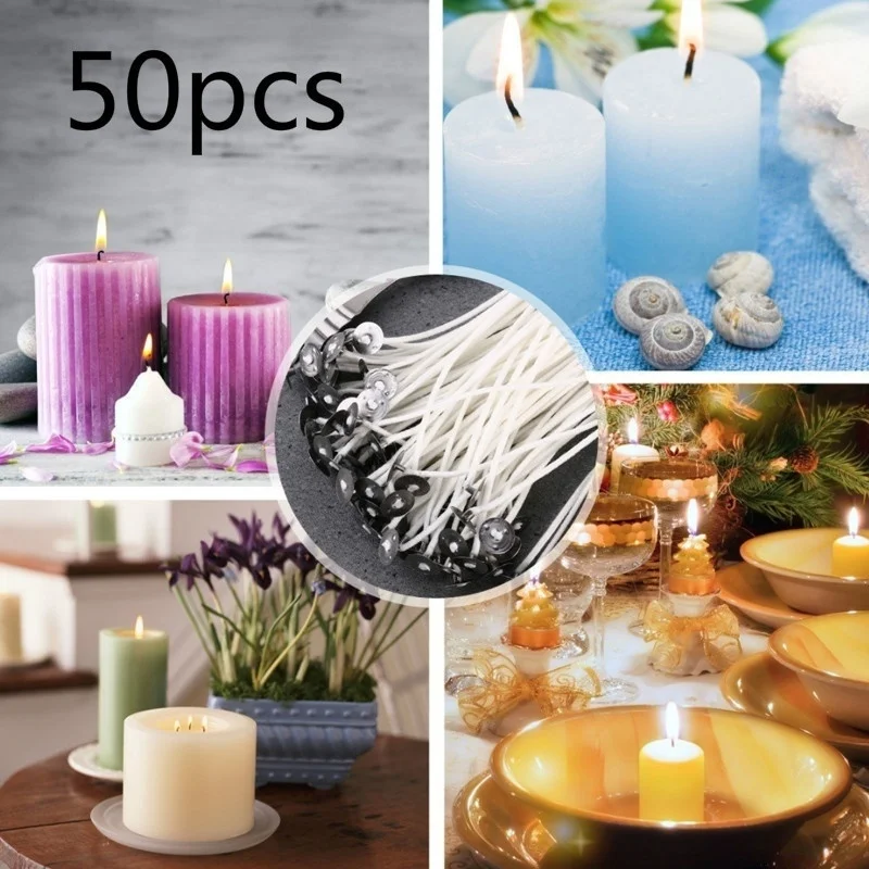 50Pcs Candle Wicks Cotton Core Pre Waxed with Sustainers for Candle Making Hot Candle Wicks for Oil Lamps
50Pcs Candle Wicks Cotton Core Pre Waxed with Sustainers for Candle Making Hot Candle Wicks for Oil Lamps