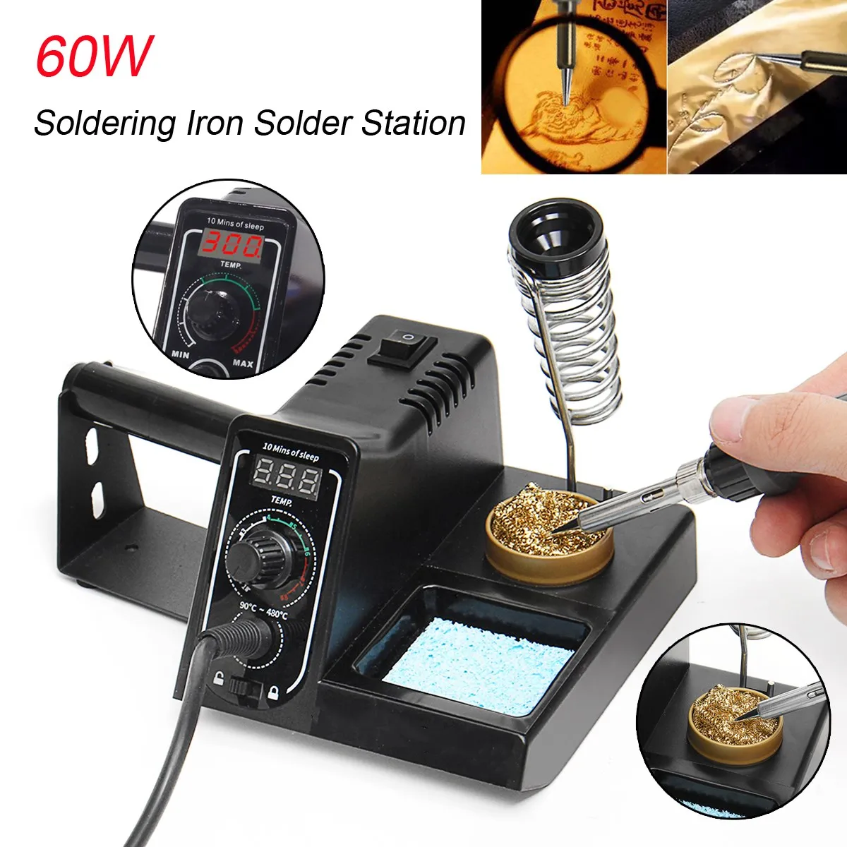 60W Solder Iron Rework Station Soldering Station Variable Temperature LED Display + Gun Stand Soldering Kit 220V
60W Solder Iron Rework Station Soldering Station Variable Temperature LED Display + Gun Stand Soldering Kit 220V