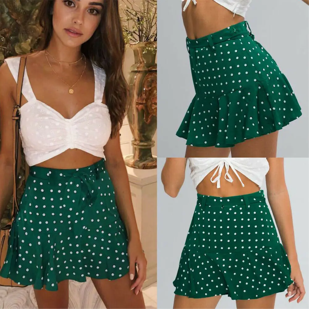Womens High Waist Polka Dot Mini Skirt Bohe Casual Green Women Skirts
Womens High Waist Polka Dot Mini Skirt Bohe Casual Green Women Skirts