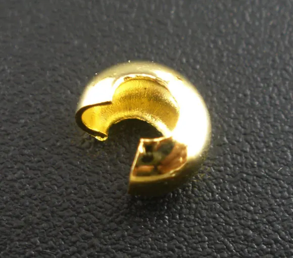 Фото DoreenBeads Alloy Crimp Beads Half Round Gold color 5mm( 2/8") Dia 15 Pieces Hot new | Украшения и аксессуары