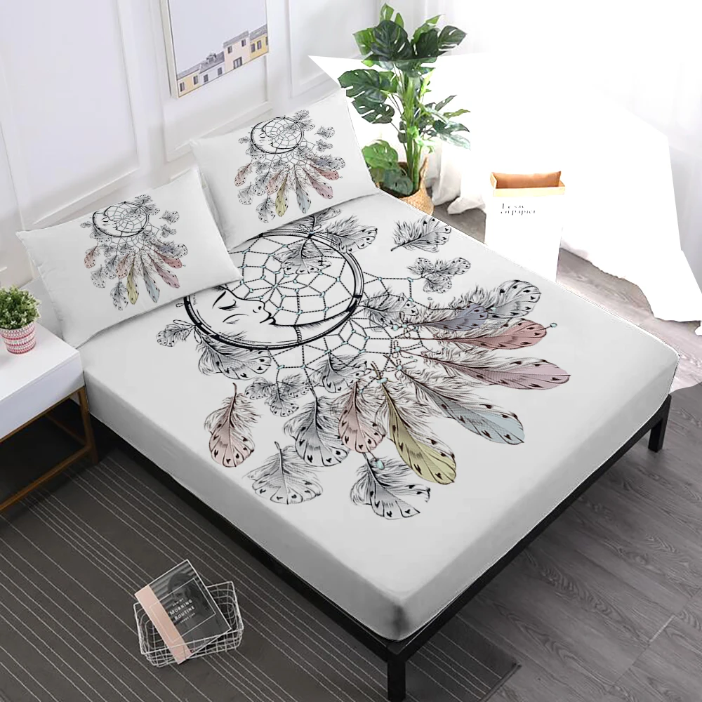 Dreamcatcher Bed Sheets Colorful Feather Print Fitted Sheet Flat Sheet Pillowcase Elastic Band Mattress Cover Home Decor D25
Dreamcatcher Bed Sheets Colorful Feather Print Fitted Sheet Flat Sheet Pillowcase Elastic Band Mattress Cover Home Decor D25