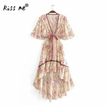 Beach Dress Floral Printed Deep V Front Slit Knot Sexy Beach Dress Irregular Short Front Long Back Hollow Summer Tunic Dress
Beach Dress Floral Printed Deep V Front Slit Knot Sexy Beach Dress Irregular Short Front Long Back Hollow Summer Tunic Dress