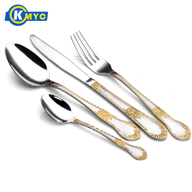 KMYC Dinnerware 16pcs cutlery set gold plated mirror polish tableware dinner set dinner knives teaspoons forks kitchen faqueiro
KMYC Dinnerware 16pcs cutlery set gold plated mirror polish tableware dinner set dinner knives teaspoons forks kitchen faqueiro