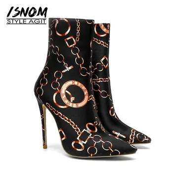 ISNOM Winter Satin Ankle Women Boots 2018 Warm Pointed Toe Printing Footwear Fashion High Heels Booties Zip Female Shoes
ISNOM Winter Satin Ankle Women Boots 2018 Warm Pointed Toe Printing Footwear Fashion High Heels Booties Zip Female Shoes
