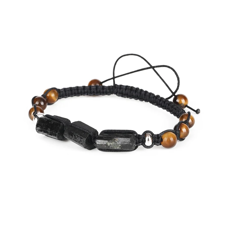 Natural Rough Black Tourmaline Healing Stone Bead Yellow Brown Tiger Eye Nylon Rope Adjustable Macrame Energy Bracelet Man Women
Natural Rough Black Tourmaline Healing Stone Bead Yellow Brown Tiger Eye Nylon Rope Adjustable Macrame Energy Bracelet Man Women