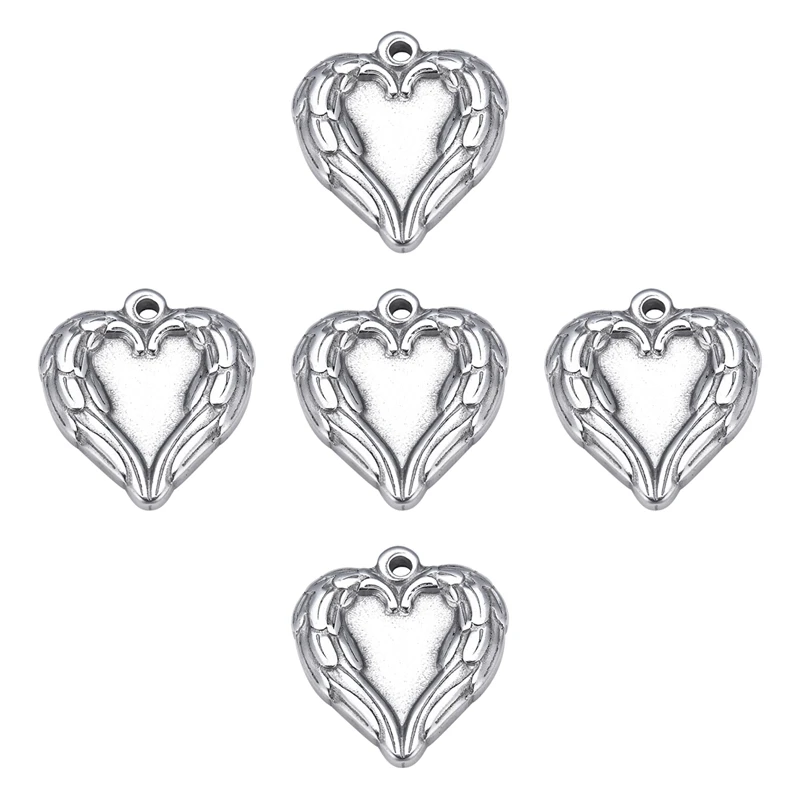 FUNIQUE 10pcs Trendy Angel Wing Heart Pendant Diy Necklace 2018 New Silver Color Stainless Steel Beads Charm Love Jewelry Making
FUNIQUE 10pcs Trendy Angel Wing Heart Pendant Diy Necklace 2018 New Silver Color Stainless Steel Beads Charm Love Jewelry Making
