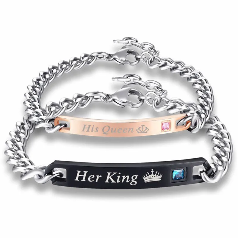 DIY Her King His Queen Couple Bracelets Stainless Steel Crytal Crown Charm Bracelets For Women Men Drop Shipping
DIY Her King His Queen Couple Bracelets Stainless Steel Crytal Crown Charm Bracelets For Women Men Drop Shipping
