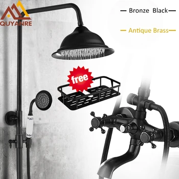 Quyanre Bronze Black Shower Faucet Set Ceramic Handshower Commodity Shelf Dual Handles Mixer Tap Swivel Tub Spout Bath Shower
Quyanre Bronze Black Shower Faucet Set Ceramic Handshower Commodity Shelf Dual Handles Mixer Tap Swivel Tub Spout Bath Shower
