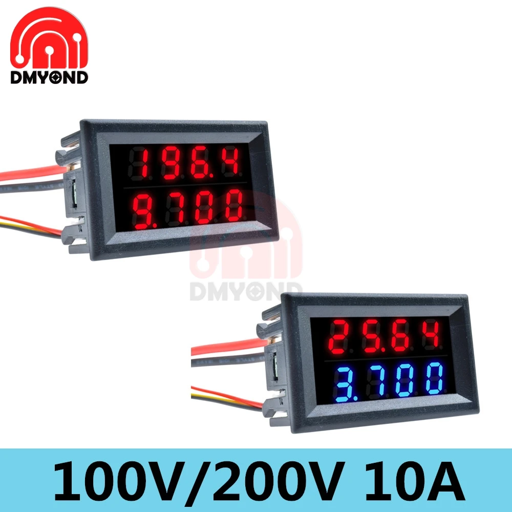DC 100V/200V 10A Digital Voltmeter Ammeter 4 Bit 0.28 Inch 5 Wires Voltage Current Meter Power Supply Red Blue LED Dual Display
DC 100V/200V 10A Digital Voltmeter Ammeter 4 Bit 0.28 Inch 5 Wires Voltage Current Meter Power Supply Red Blue LED Dual Display