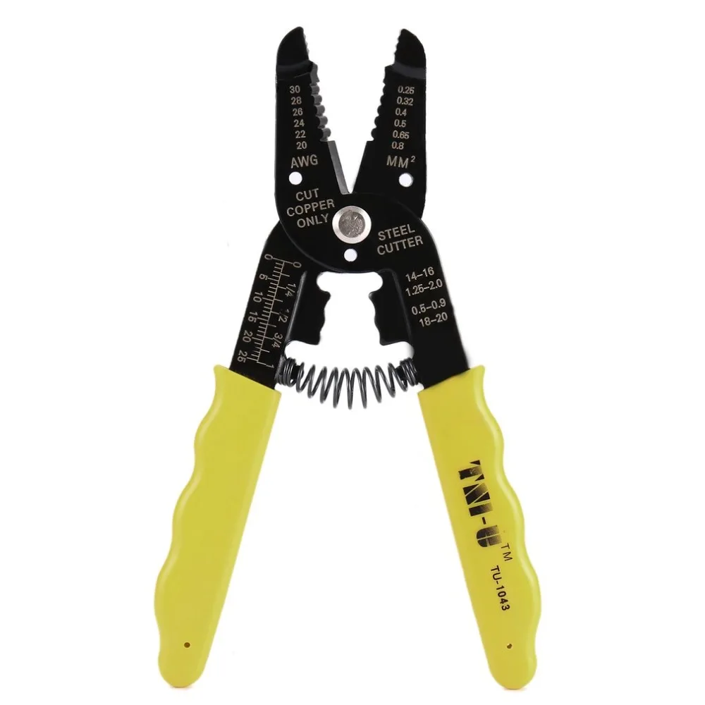 TU-1043 Portable Cable Cutter Universal Wire Stripper Electric Wires Stripping Pliers Cable Crimper Strippers Tools
TU-1043 Portable Cable Cutter Universal Wire Stripper Electric Wires Stripping Pliers Cable Crimper Strippers Tools