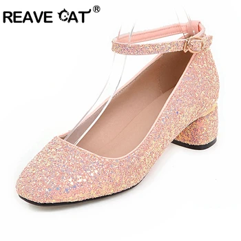 REAVE CAT women high heels prom wedding shoes woman crystal pink Glitter bling bridal shoes thick heels zapatos mujer A492
REAVE CAT women high heels prom wedding shoes woman crystal pink Glitter bling bridal shoes thick heels zapatos mujer A492
