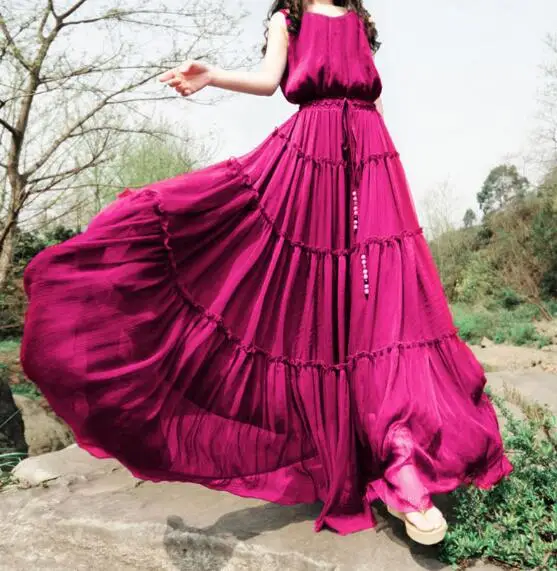 New 2019 Ruffles Summer Sleeveless Beach Dress O Neck Big Swing Bohemia Women Long Chiffon Dress Red Blue
New 2019 Ruffles Summer Sleeveless Beach Dress O Neck Big Swing Bohemia Women Long Chiffon Dress Red Blue
