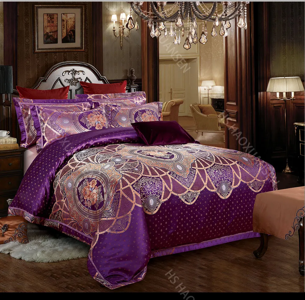 Duvet Cover Queen King Size Bedding Set Gift Box Purple Rose Gold