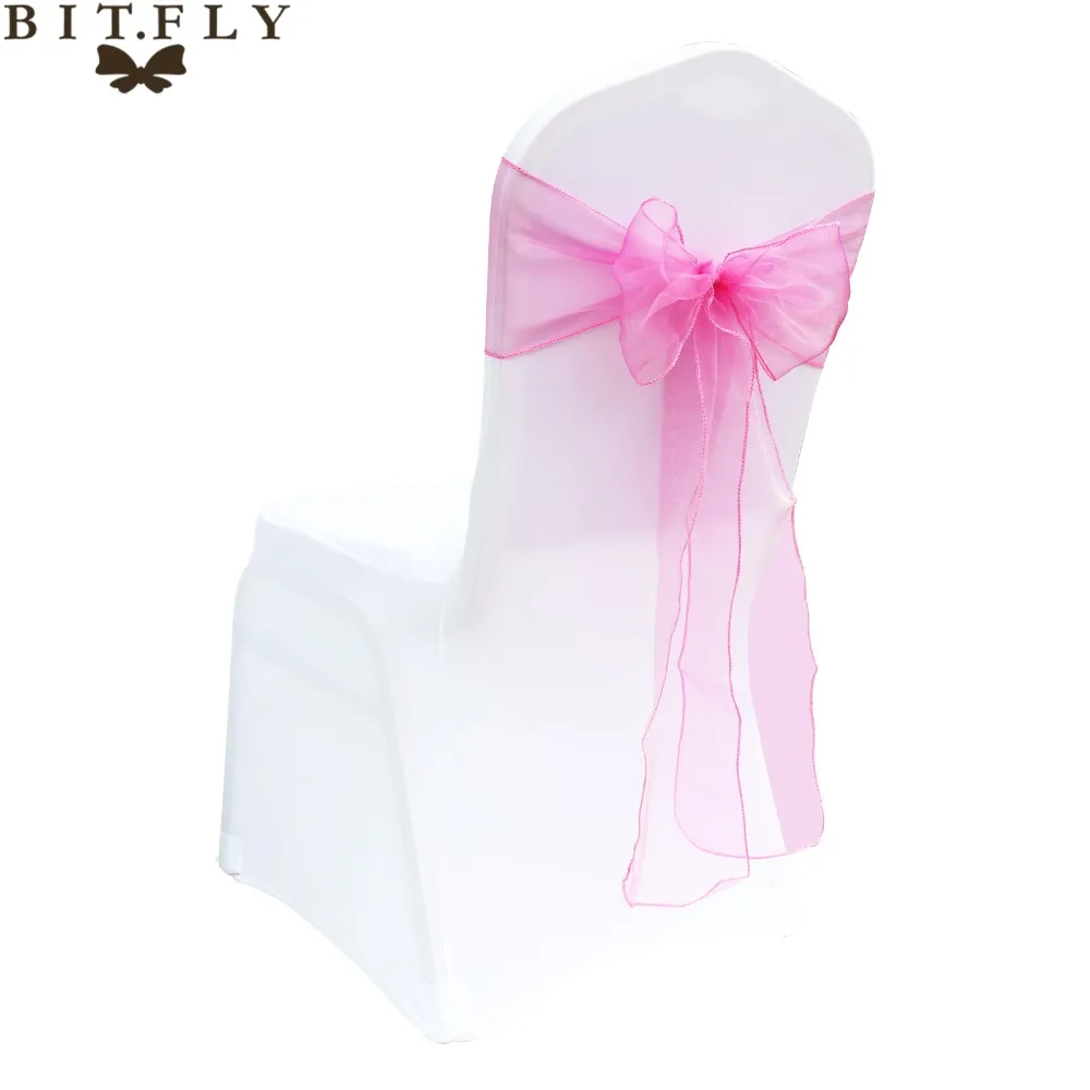 

Free Shipping 50 Pieces light pink 7"x108" Organza Chair Sash Bow Wedding Party Supply Professional Decorations Popular Color