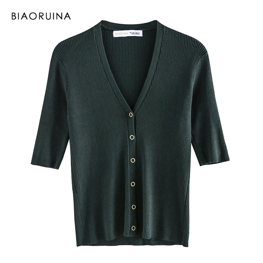 BIAORUINA Women American Style Vertical Solid Stripes Knitted Sweater Female Elegant V-neck Covered Button Casual Cardigans
BIAORUINA Women American Style Vertical Solid Stripes Knitted Sweater Female Elegant V-neck Covered Button Casual Cardigans