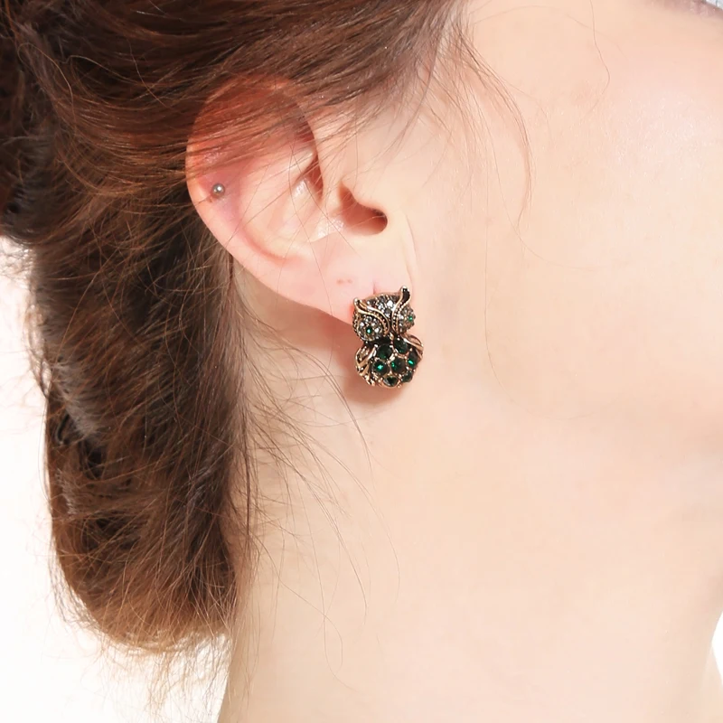 Cute Animal Design Fashion Vintage Earring Jewelry Women Bijoux Piercing Green Crystal Owl Earrings Stud
Cute Animal Design Fashion Vintage Earring Jewelry Women Bijoux Piercing Green Crystal Owl Earrings Stud