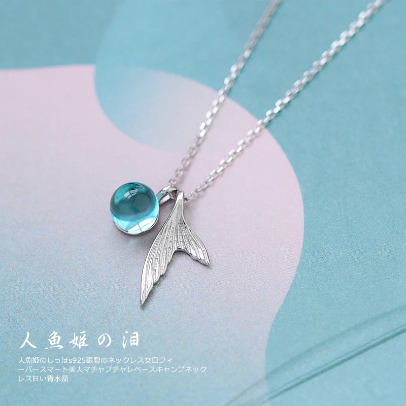 Sweet 925 Sterling Silver Blue Ball Mermaid Tail Necklaces For Women Wedding Jewelry Christmas Gift
Sweet 925 Sterling Silver Blue Ball Mermaid Tail Necklaces For Women Wedding Jewelry Christmas Gift