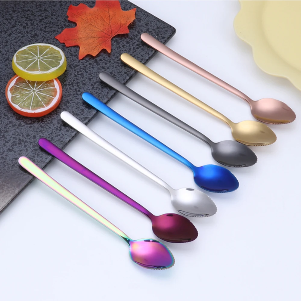 Durable 7 Colors Stainless Steel Spoon With Long Handle Ice Spoon Coffee Spoon Tea Home Kitchen Tableware Spoons Size 16.8 CM
Durable 7 Colors Stainless Steel Spoon With Long Handle Ice Spoon Coffee Spoon Tea Home Kitchen Tableware Spoons Size 16.8 CM