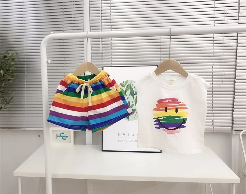 2 3 4 5 6 Years Toddler Boys Sports Suits Fashion Rainbow Print Sleeveless T-Shirt Shorts Boys Summer Clothes Baby Boy Sets 2019
2 3 4 5 6 Years Toddler Boys Sports Suits Fashion Rainbow Print Sleeveless T-Shirt Shorts Boys Summer Clothes Baby Boy Sets 2019