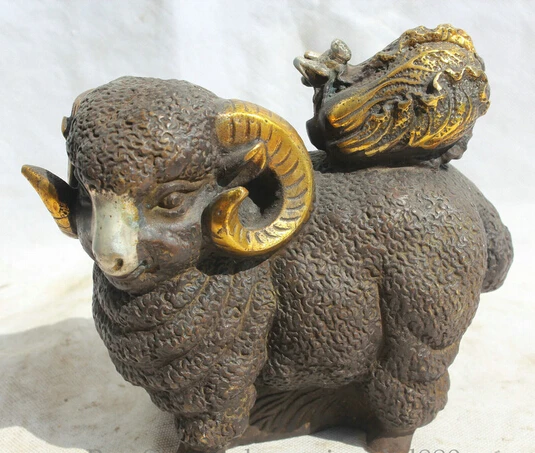 JP S0524 8" Chinese Bronze Gild Fengshui Zodiac Year Sheep Goat cabbage Statue sculpture B0403
JP S0524 8" Chinese Bronze Gild Fengshui Zodiac Year Sheep Goat cabbage Statue sculpture B0403