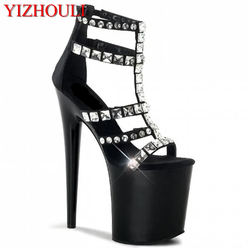 New PU sequined shoes, 20cm high stiletto heels, sexy stage show model sandals, rivet upper decorative sandals
New PU sequined shoes, 20cm high stiletto heels, sexy stage show model sandals, rivet upper decorative sandals
